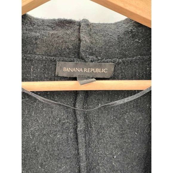 Banana Republic Womens L Large Extra Fine Wool-Blend Open-Front Poncho in Black - Picture 3 of 6